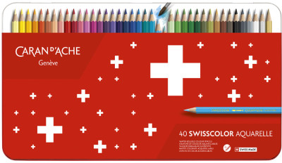 CARAN D'ACHE Crayons de couleur Swisscolor, étui métal de 12