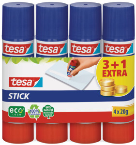 tesa ecoLogo bâton de colle, paquet de 4, 20 g