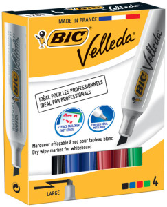 BIC Marqueur pour tableau blanc Velleda 1781, étui de 4