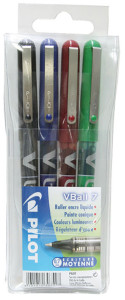 PILOT Stylo roller V Ball VB 7, étui de 4,couleurs assorties