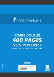 CONQUERANT SEPT Copies doubles, A4, quadrillé, 400 pages