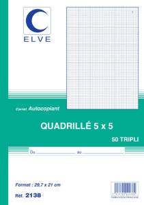 ELVE Manifold quadrillé (5/5), 140 x 210 mm, tripli