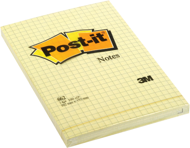 3M Post-it 100 feuilles/bloc, 76 x 76 mm, jaune, ligné