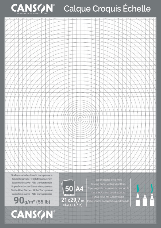 Bloc papier calque A3 90/95 g/m² 297 mm Transparent - 50 Feuilles