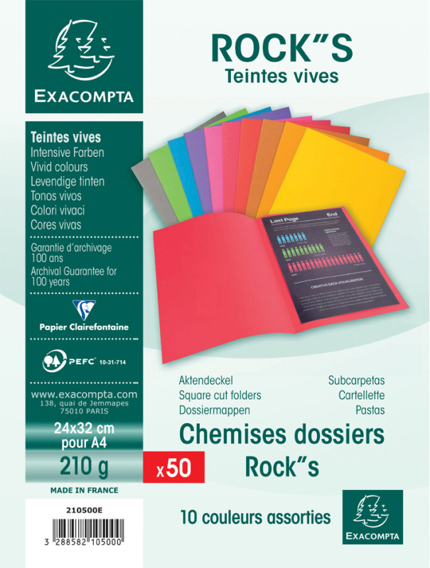 EXACOMPTA Chemises ROCK'S, A4, jaune citron