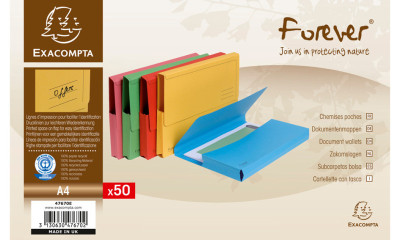 EXACOMPTA Pochette documents FOREVER, A4, couleurs assorties
