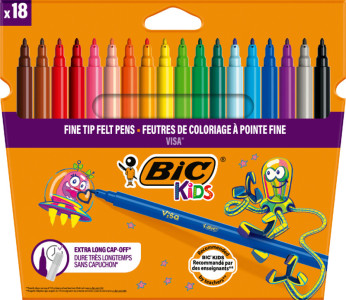 BIC KIDS Feutre Visa, étui en carton de 18