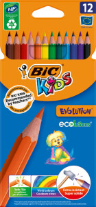 BIC KIDS Crayons de couleur Evolution ECOlutions, étui en