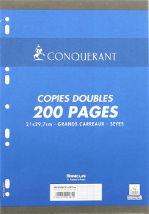 CONQUERANT SEPT Copies doubles 170 x 220 mm,Seyès, 200 pages