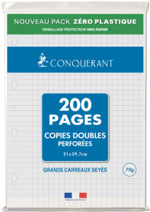 CONQUERANT SEPT Copies doubles, A4, Seyès, 200 pages
