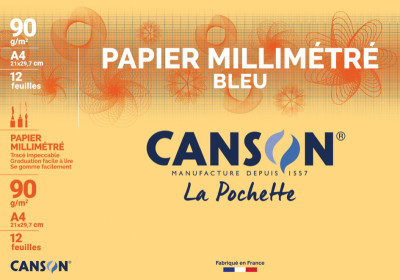 CANSON papier millimétré, format A4, 90 g/m2, couleur: