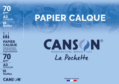 CANSON Papier calque transparent, satiné, A3, 70/75 g/m2