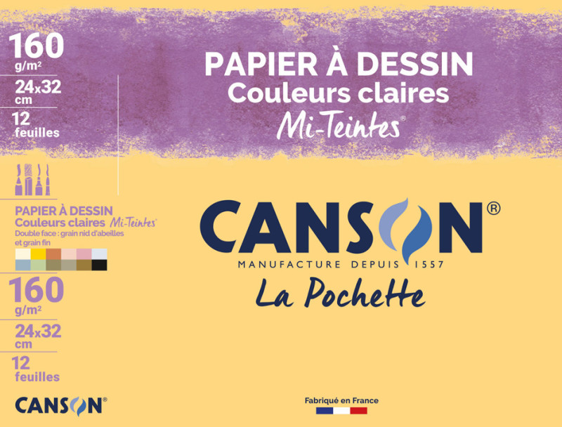 CANSON papier à dessin couleur Mi-Teintes, 320 x 240 mm