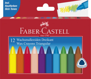 FABER-CASTELL Craie à la cire, triangulaire, étui de 12