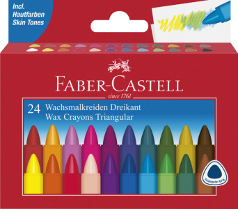 FABER-CASTELL Craie à la cire, triangulaire, étui de 12