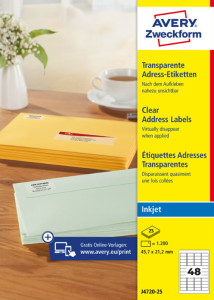 AVERY Zweckform Etiquettes adresses transparentes, 99,1 x