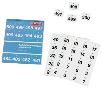 herlitz Numéros autocollants, adhésifs, numérotés 1-500