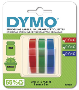DYMO Ruban d'estampage, 9 mm de large, 3 m de long, noir,