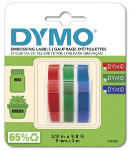 DYMO Ruban d'estampage, 9 mm de large, 3 m de long, noir,