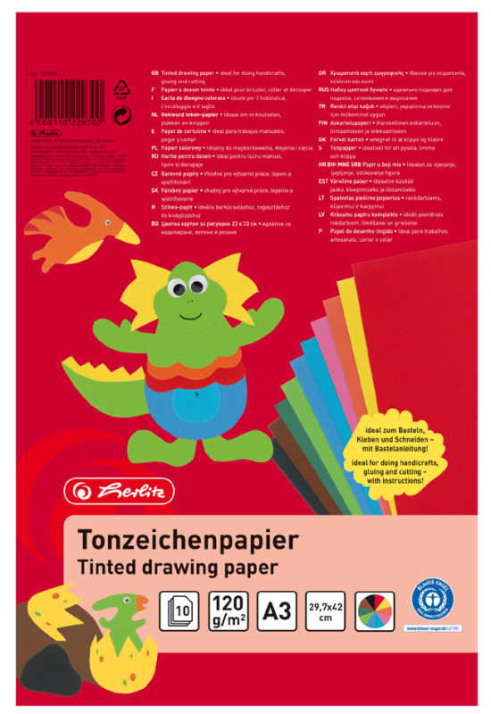 herlitz bloc de papier à dessin teinté, 230 x 330 mm,