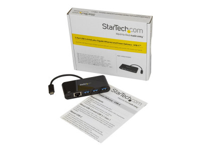 Startech : 3PORT USB C HUB W/ GBE et PD 2.0 - TYPE C TO 3X A - USB 3.0