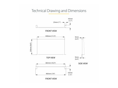 Startech : 1U SERVER RACK SHELF - 10IN 254MM DEEP SHELF - 1U RACK SHELF