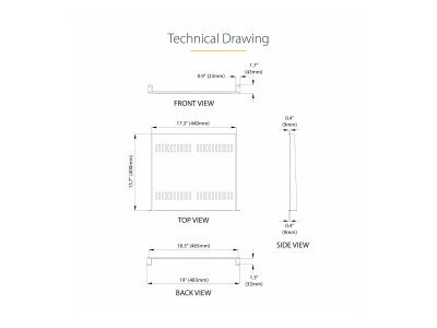 Startech : 1U VENTED RACK SHELF - 16 177.8 MM DEEP 1U SHELF - VENTED