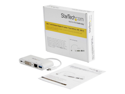 Startech : USB-C MULTIPORT ADAPTER - avec POWER DELIVERY DVI GBE - USB 3