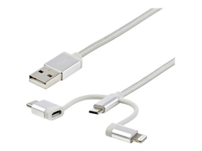 Startech : 1M 3 1 CHARGER - LIGHTNING USB C OR MICRO-USB - BRAIDED