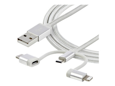 Startech : 1M 3 1 CHARGER - LIGHTNING USB C OR MICRO-USB - BRAIDED