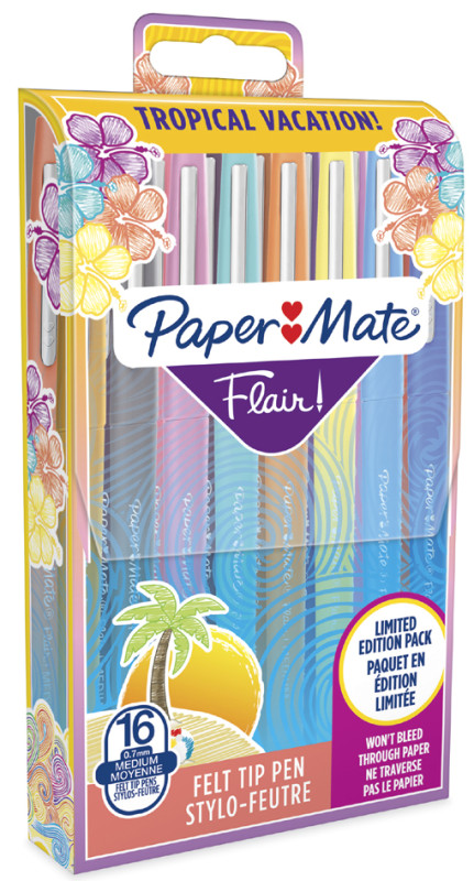 Stylo feutre Papermate Flair Tropical écriture moyenne - Pochette