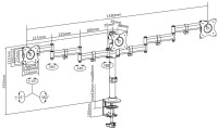DIGITUS Bras pour moniteurs LCD/LED/TFT Triple, jusqu'à DIGITUS Bras pour moniteurs LCD/LED/TFT Triple, jusqu'à
