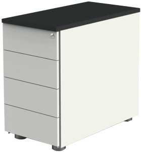 kerkmann Caisson mobile, 4 tiroirs, blanc/anthracite