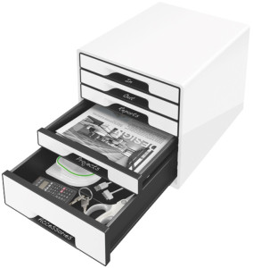 LEITZ Bloc de classement WOW CUBE, 5 tiroirs, blanc perlé/