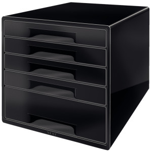 LEITZ Bloc de classement WOW CUBE, 5 tiroirs, blanc perlé/