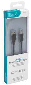 DIGITUS Câble USB 2.0 BASIC, mâle USB-A - mâle USB-B, 1,8 m