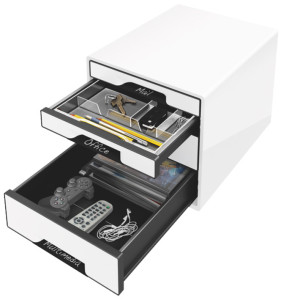 LEITZ Bloc de classement WOW CUBE, 4 tiroirs, blanc perlé/