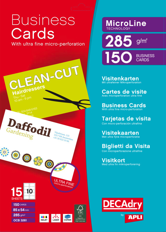 agipa Cartes de visite MicroLine, 85 x 54 mm, 285 g/m2