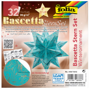 folia Feuilles de papier pliable étoile Bascetta, turquoise/