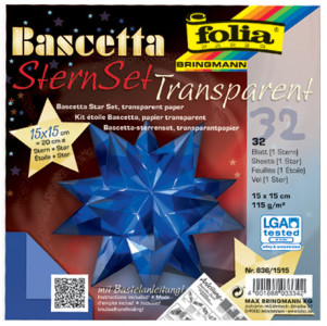 folia Feuilles de papier pliable étoile Bascetta, bleu