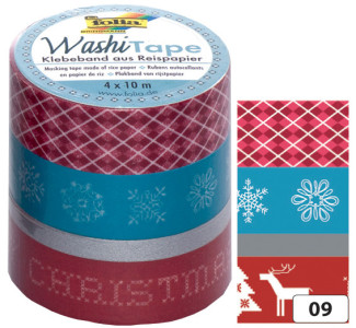 folia Rubans autocollants déco Washi-Tape NOEL RETRO,