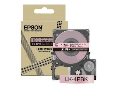 Epson : cartouche ruban SATIN LK-4PBK BLACK/PINK 12MM (5M)