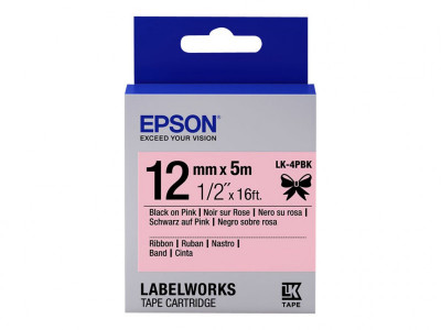 Epson : cartouche ruban SATIN LK-4PBK BLACK/PINK 12MM (5M)