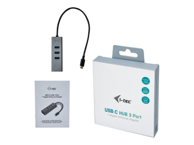 I-Tec : I-TEC USB-C METAL HUB 3 + GLAN 3 PORT HUB + ETHERNET ADAPTER