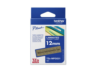 Brother TZE-MPGG31 ruban laminé P-Touch 12mm Or Noir