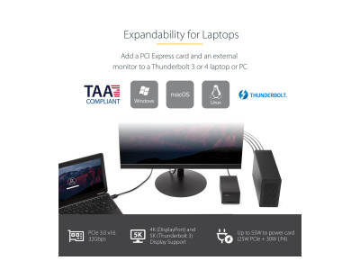 Startech : THUNDERBOLT 3 TO PCIE ENCLOSURE avec DISPLAYPORT - PCIE X16