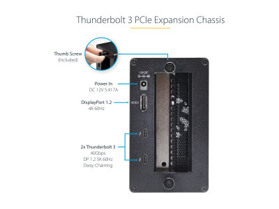 Startech : THUNDERBOLT 3 TO PCIE ENCLOSURE avec DISPLAYPORT - PCIE X16