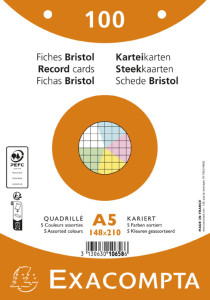 EXACOMPTA Fiches bristol, A5, quadrillé, blanc