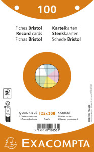 EXACOMPTA Fiches bristol, 125 x 200 mm, quadrillé, couleurs