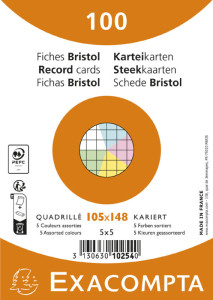 EXACOMPTA Fiches bristol, A6, uni, blanc